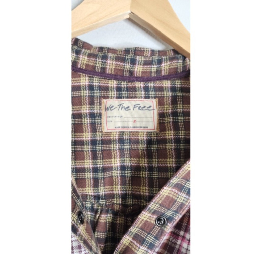 NWT Free People Layer It Up Plaid Top Womens Small Snap Overlay Long Sleeve $168 - Picture 9 of 12